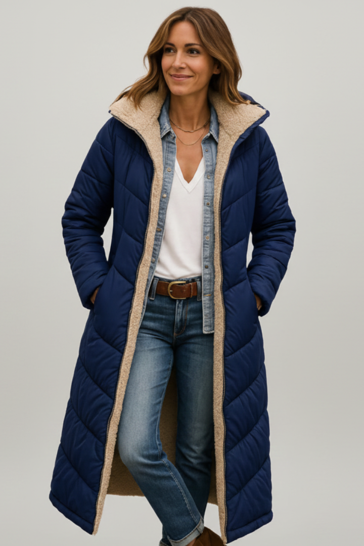 Long Hooded Quilted Puffer Coat