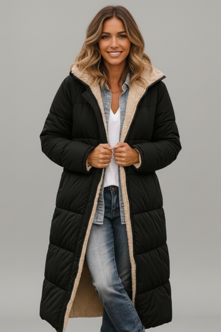 Long Hooded Quilted Puffer Coat