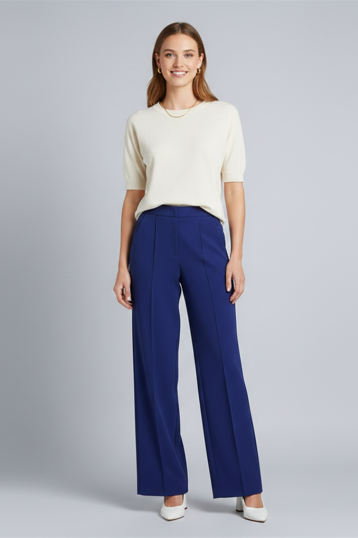 High Waist Pleated Palazzo Trousers