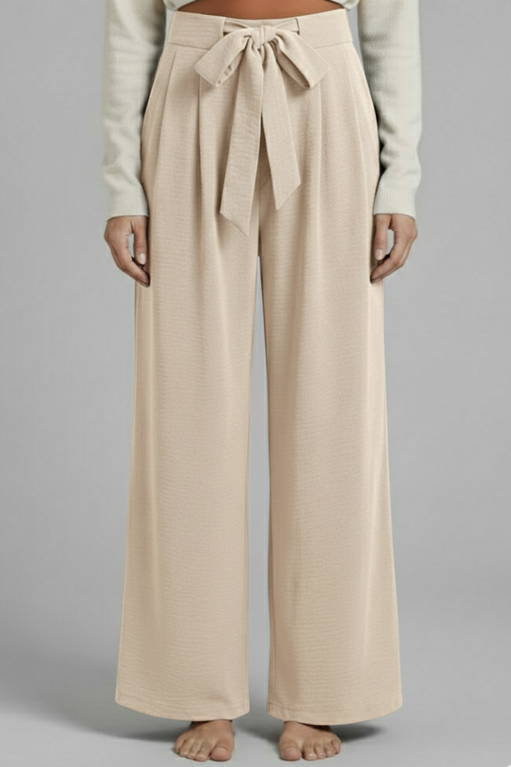 Tie Waist Wide Leg Palazzo Trousers