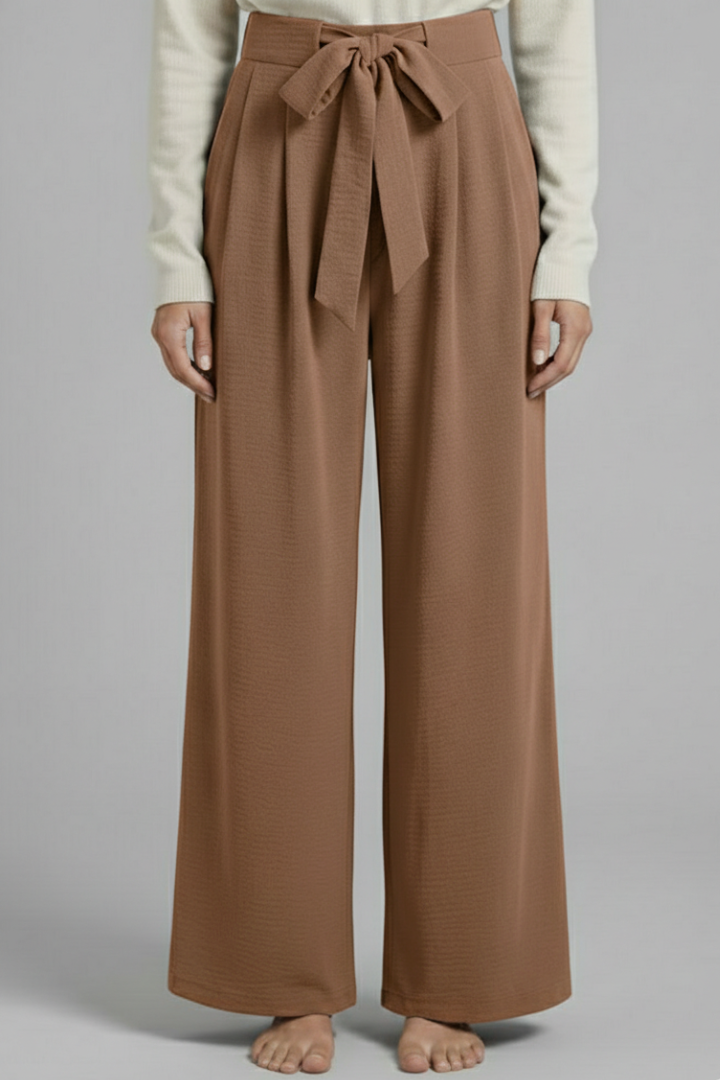 Tie Waist Wide Leg Palazzo Trousers