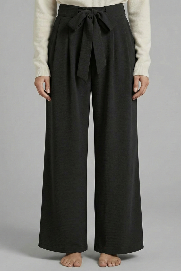 Tie Waist Wide Leg Palazzo Trousers