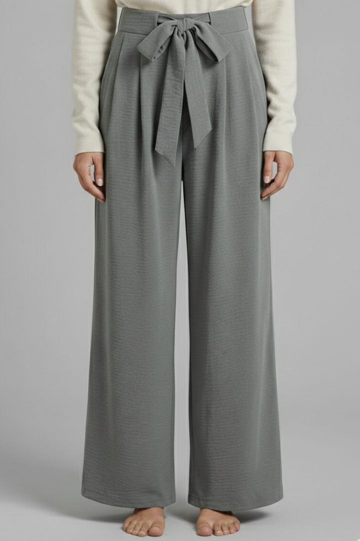 Tie Waist Wide Leg Palazzo Trousers