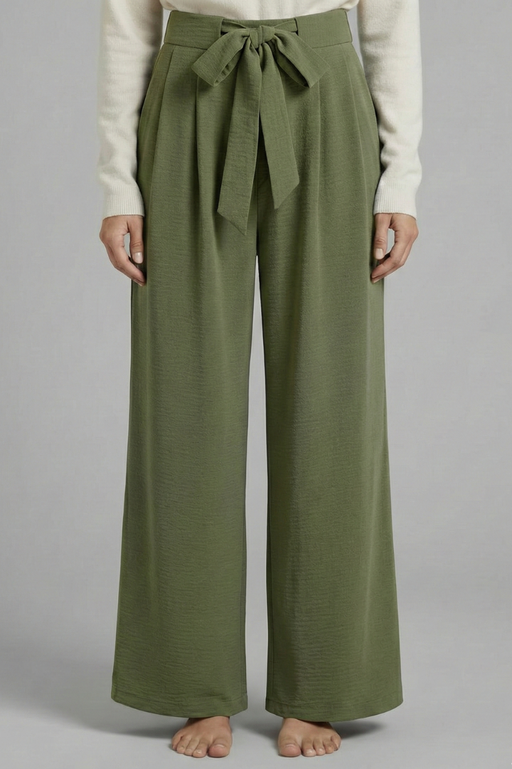 Tie Waist Wide Leg Palazzo Trousers