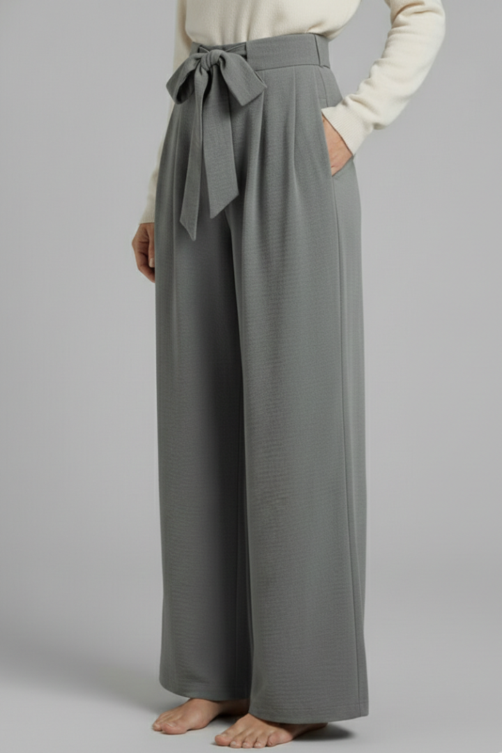 Tie Waist Wide Leg Palazzo Trousers