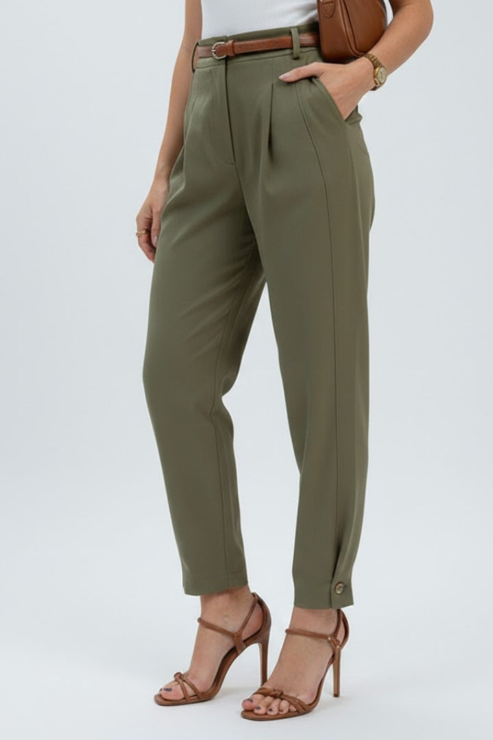 High Waist Straight Leg Trousers