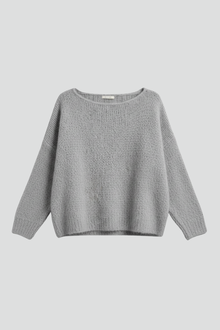 Women’s Sweater with Wide Neck and Brushed Knit Surface