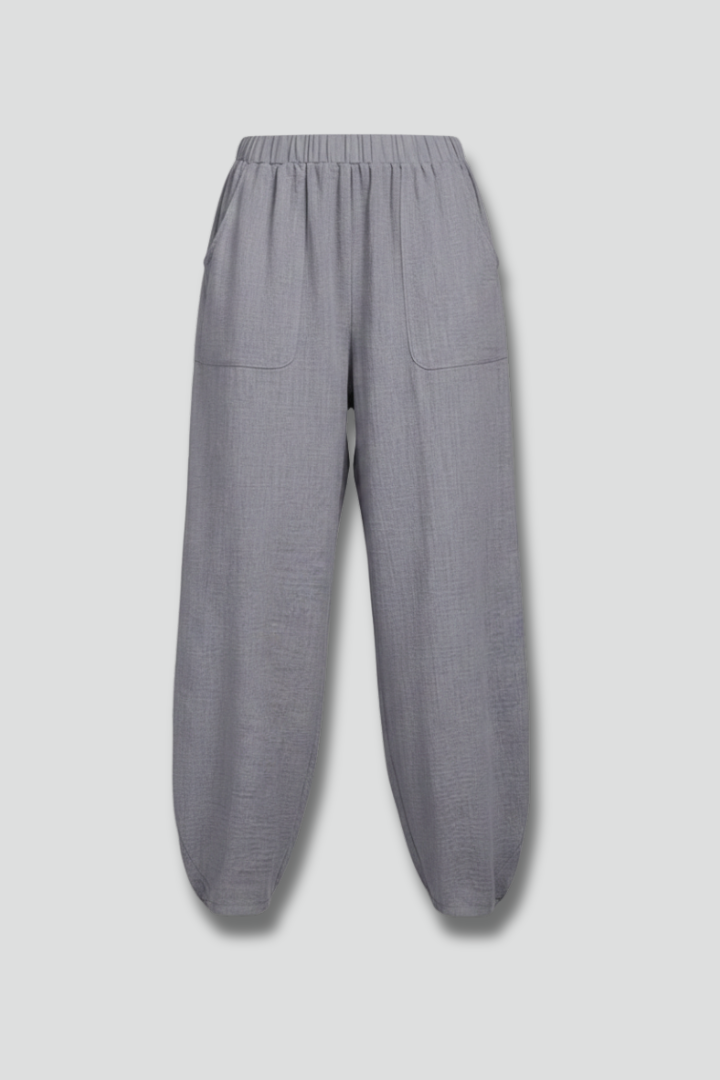 Elastic Waist Tapered Leg Trousers