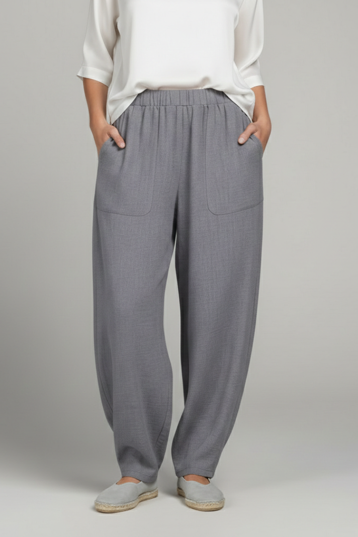 Elastic Waist Tapered Leg Trousers