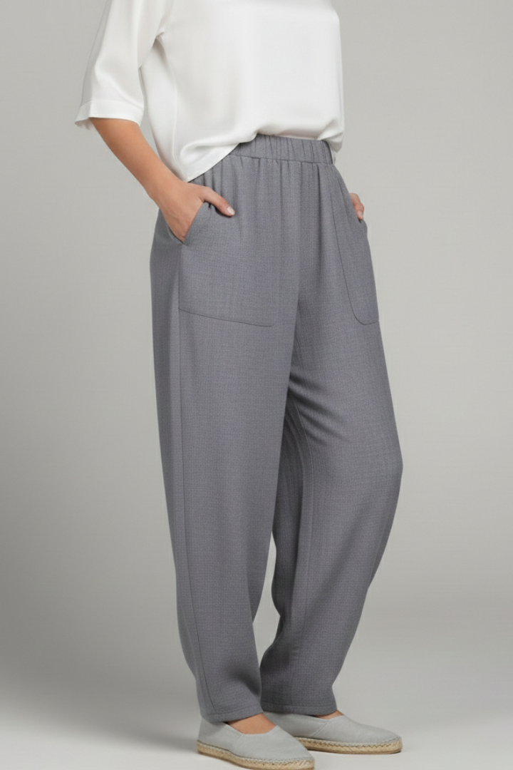 Elastic Waist Tapered Leg Trousers