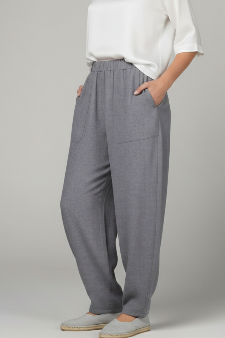 Elastic Waist Tapered Leg Trousers