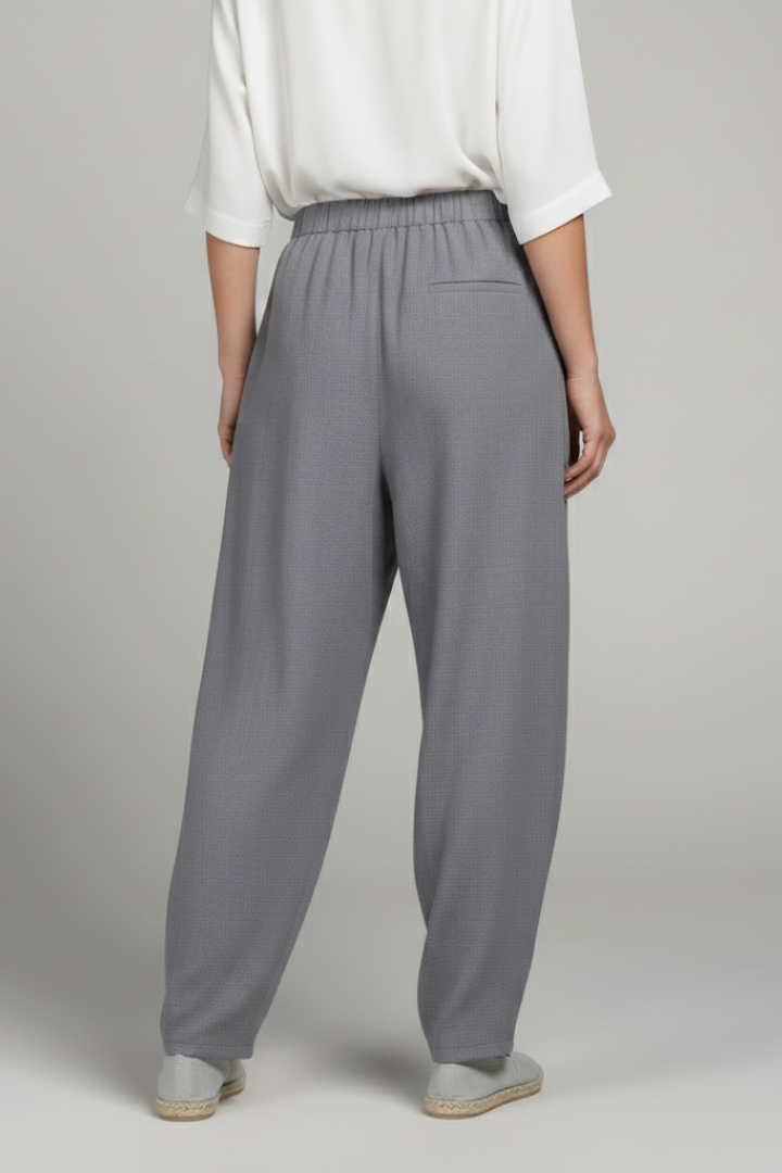 Elastic Waist Tapered Leg Trousers