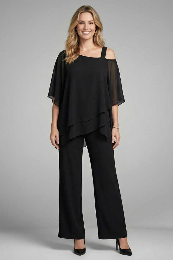 Asymmetric Top Wide Leg Set