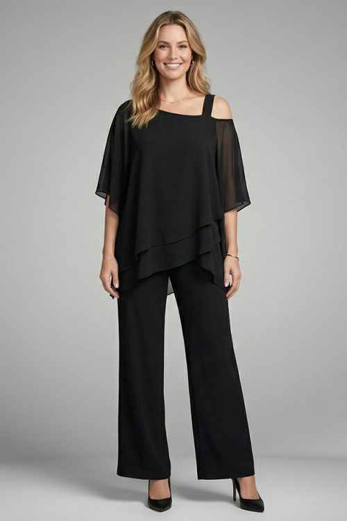 Asymmetric Top Wide Leg Set