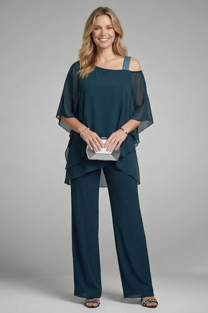 Asymmetric Top Wide Leg Set