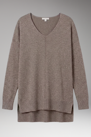 Women’s V-Neck Textured Knit Sweater with Chevron Pattern and Long Sleeves