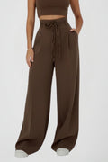 High Waist Tie Wide Leg Trousers