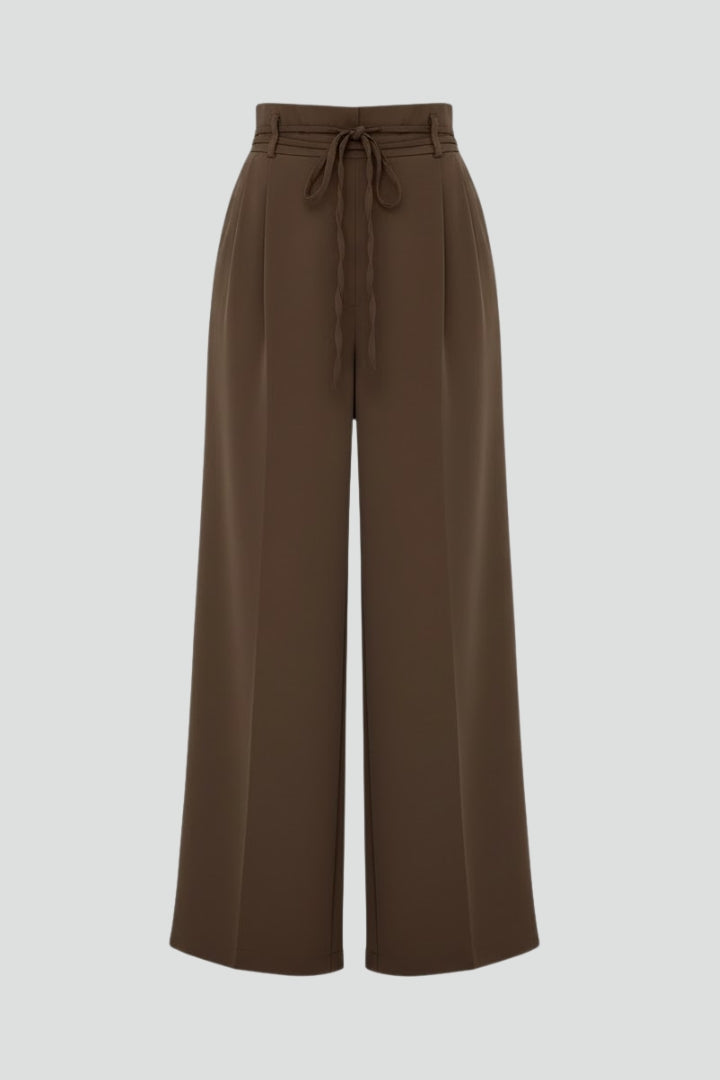 High Waist Tie Wide Leg Trousers