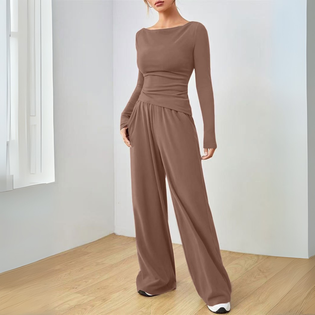 Boat Neck Palazzo Two Piece Set