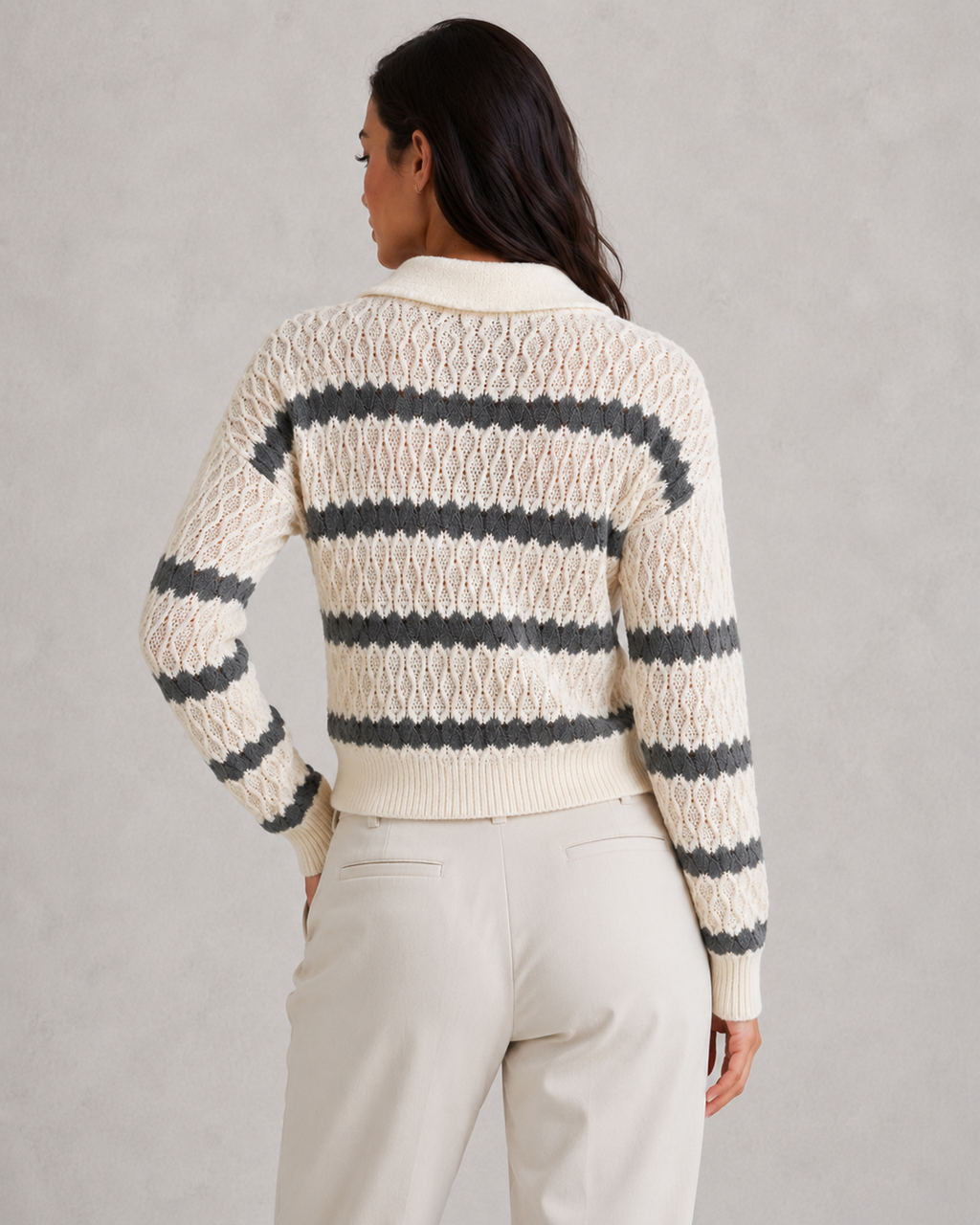 Striped Collared Knit Jumper
