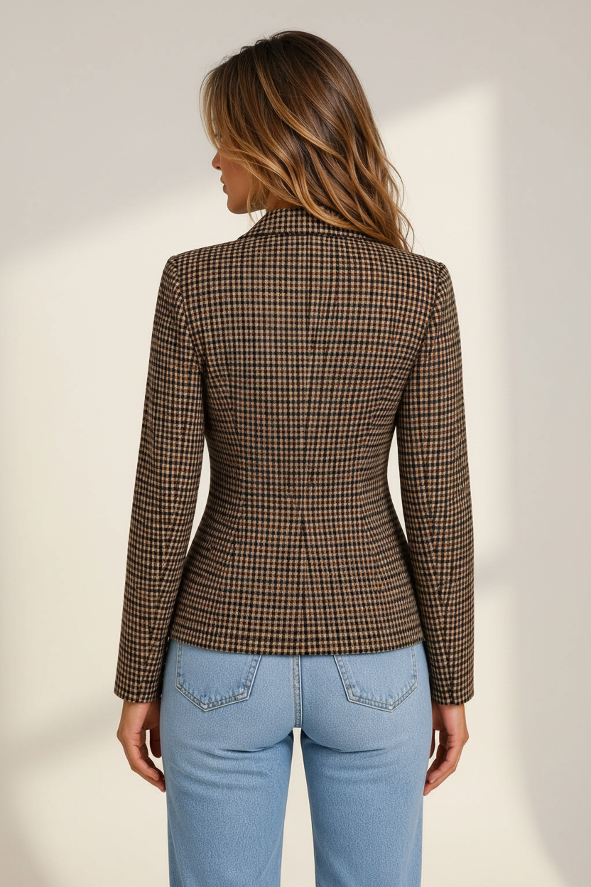 Double Breasted Checked Tailored Blazer