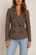 Double Breasted Checked Tailored Blazer