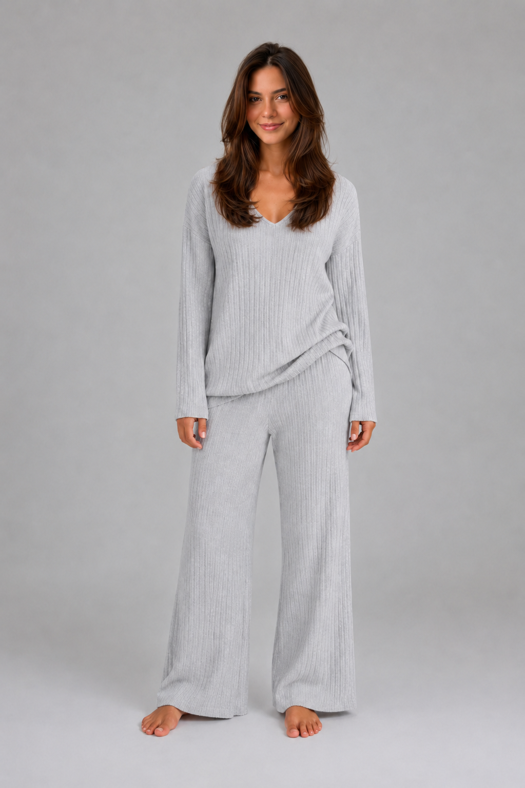 Ribbed Knit Wide Leg Co-Ord Set
