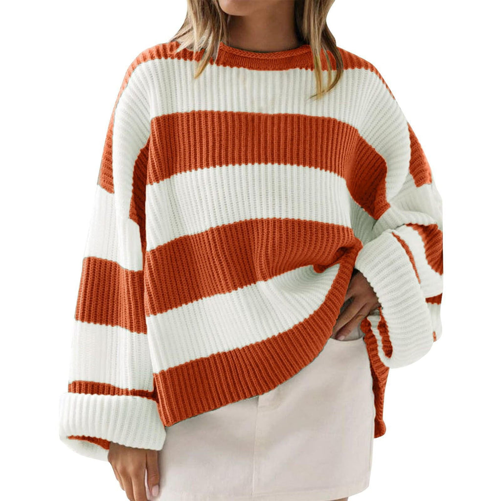 Striped Batwing Sleeve Knit Sweater