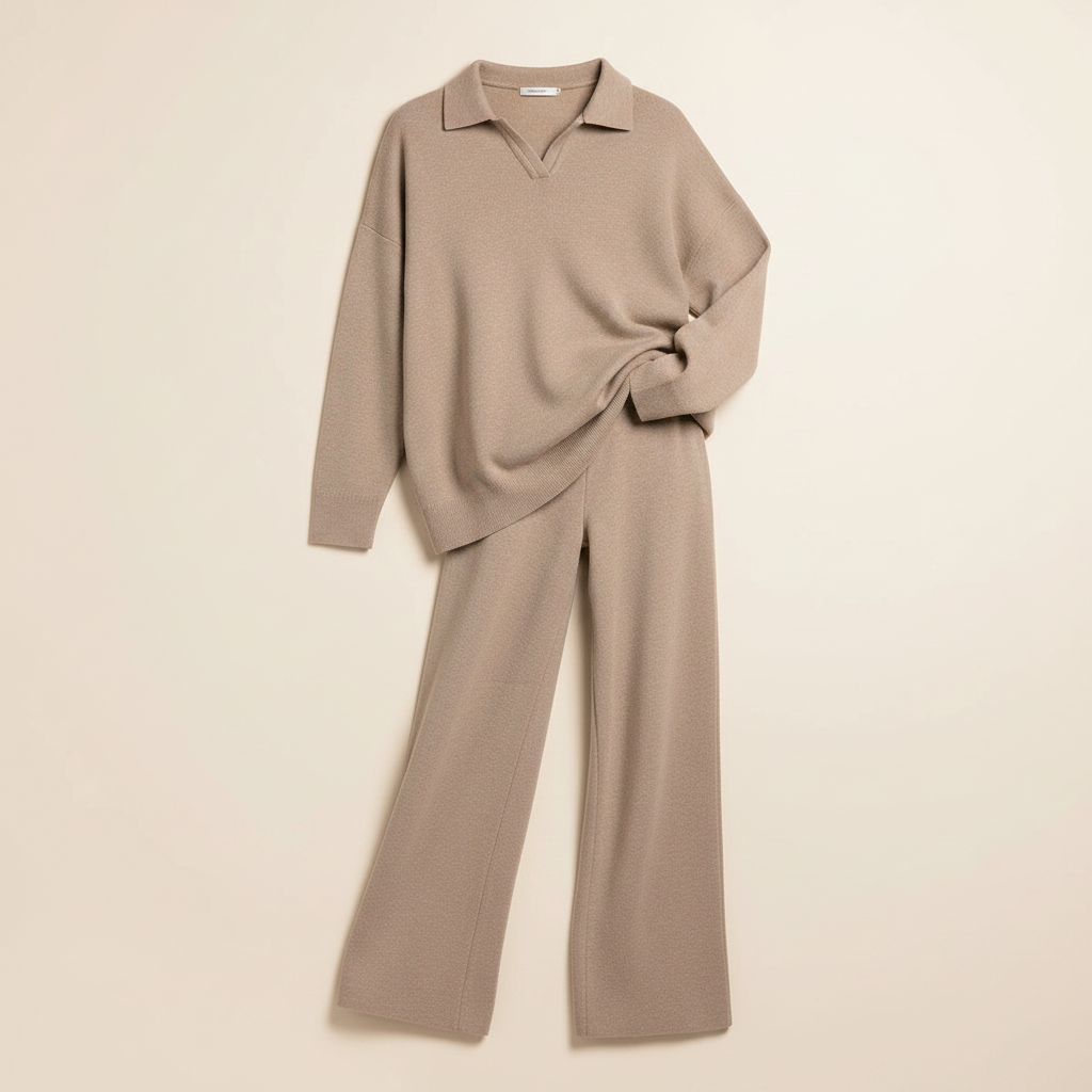 Collared Wide Leg Lounge Set