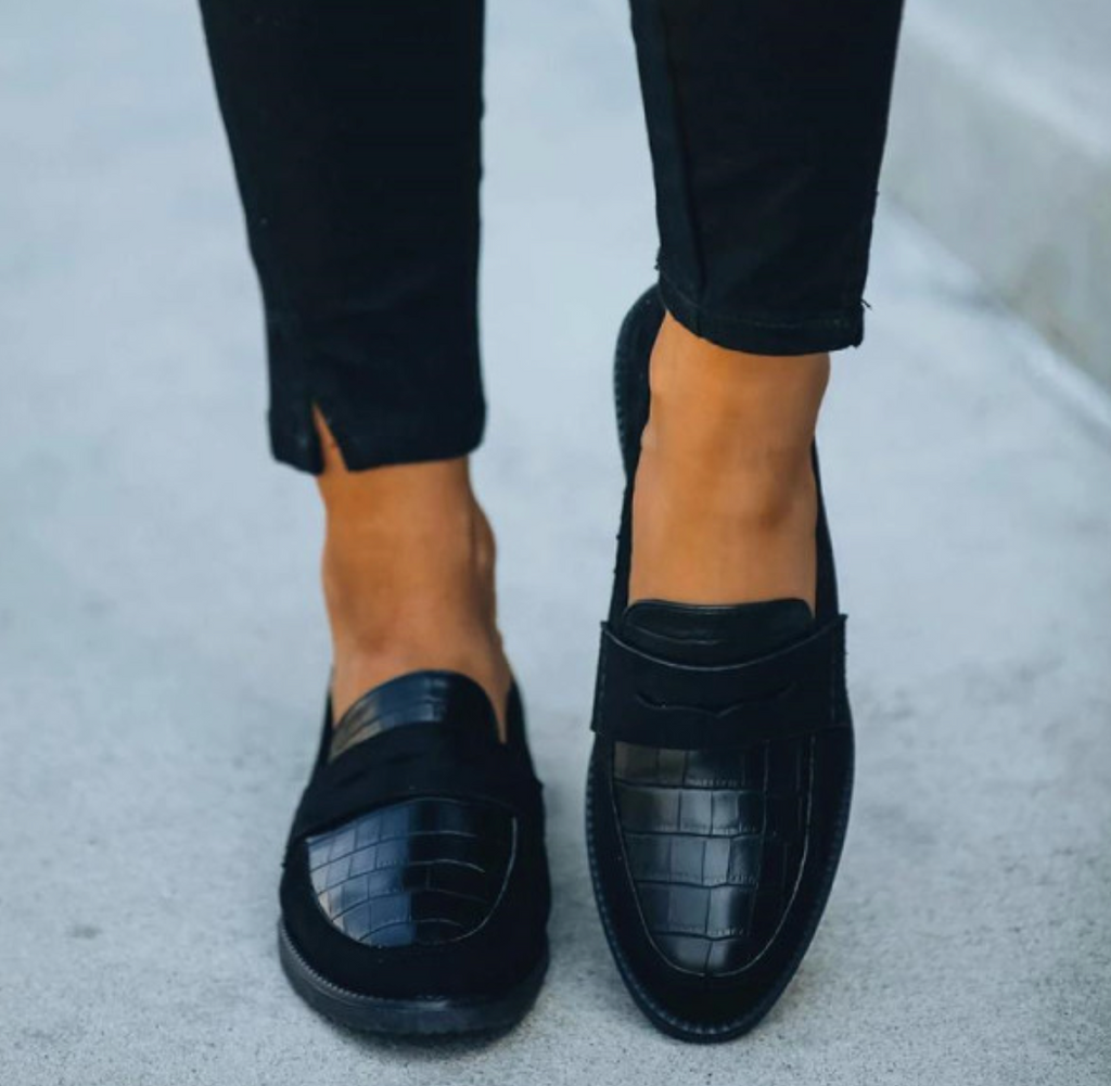 Crocodile Embossed Slip On Loafers