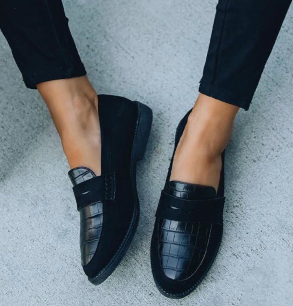 Crocodile Embossed Slip On Loafers