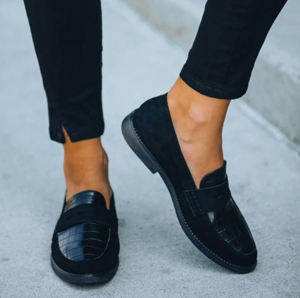 Crocodile Embossed Slip On Loafers