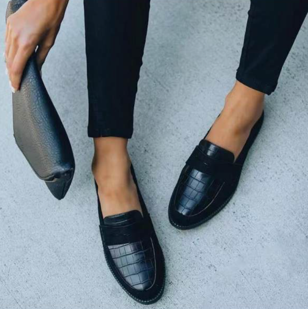 Crocodile Embossed Slip On Loafers