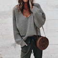 Relaxed V-Neck Knit Sweater