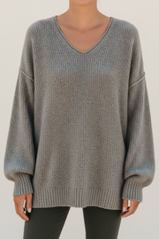 Relaxed V-Neck Knit Sweater