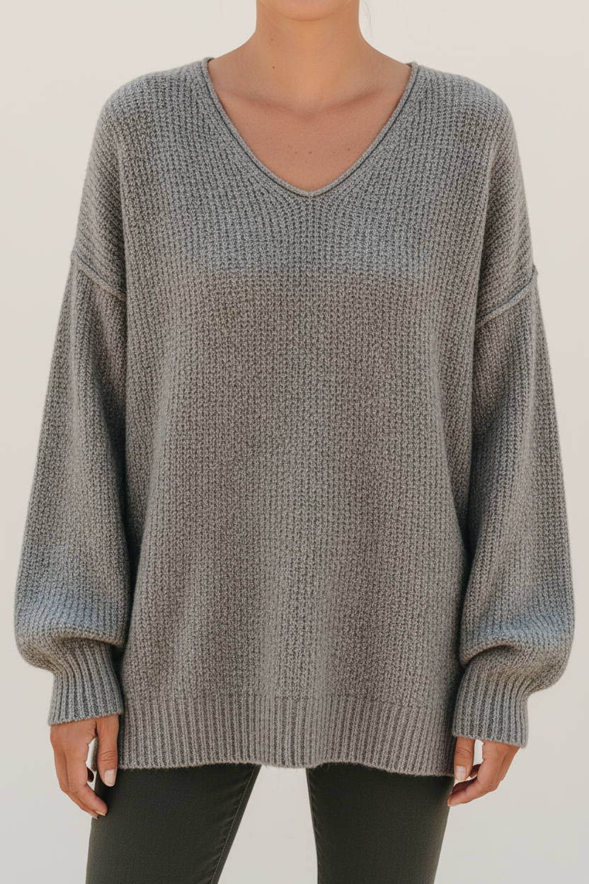 Relaxed V-Neck Knit Sweater