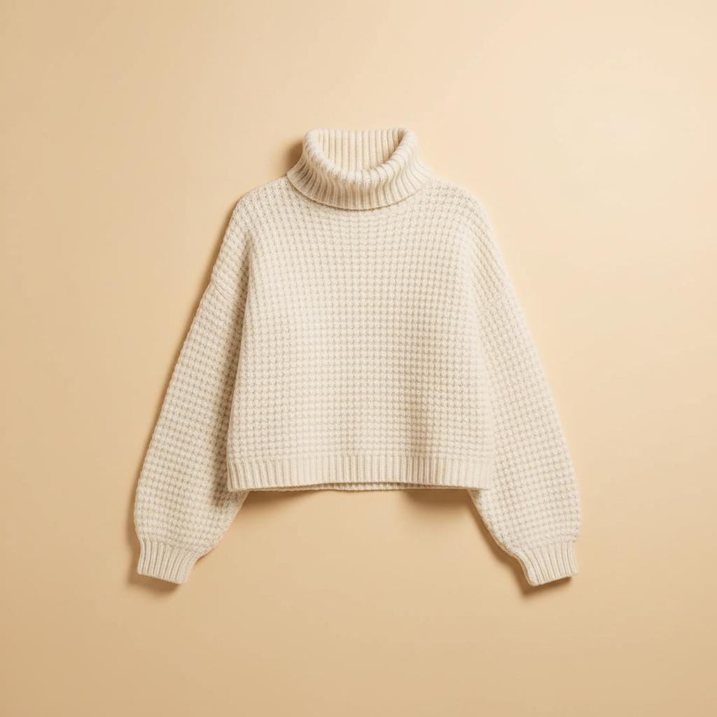 Cropped Crew Neck Knit Sweater