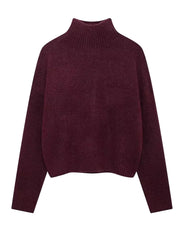 Women's Relaxed Roll-Neck Sweater Soft Knit