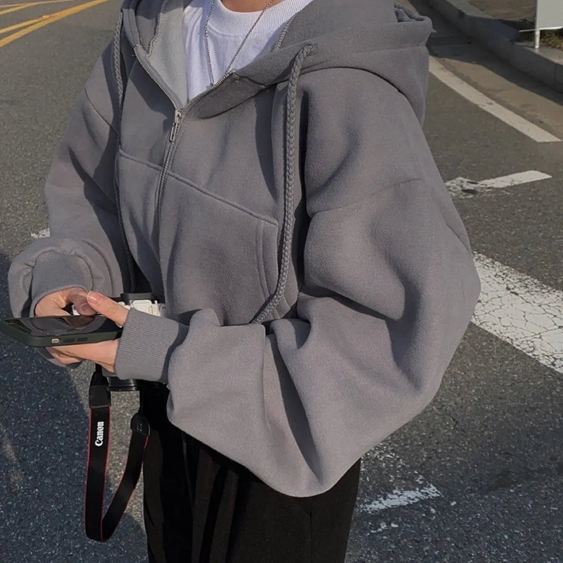 Oversized Zip Up Sweatshirt