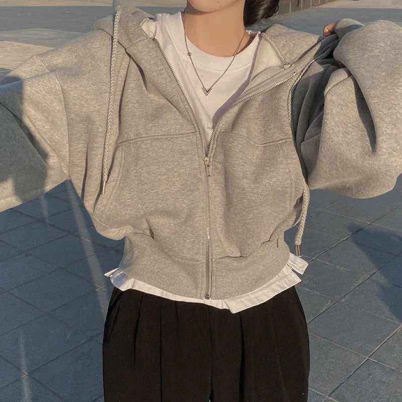Oversized Zip Up Sweatshirt