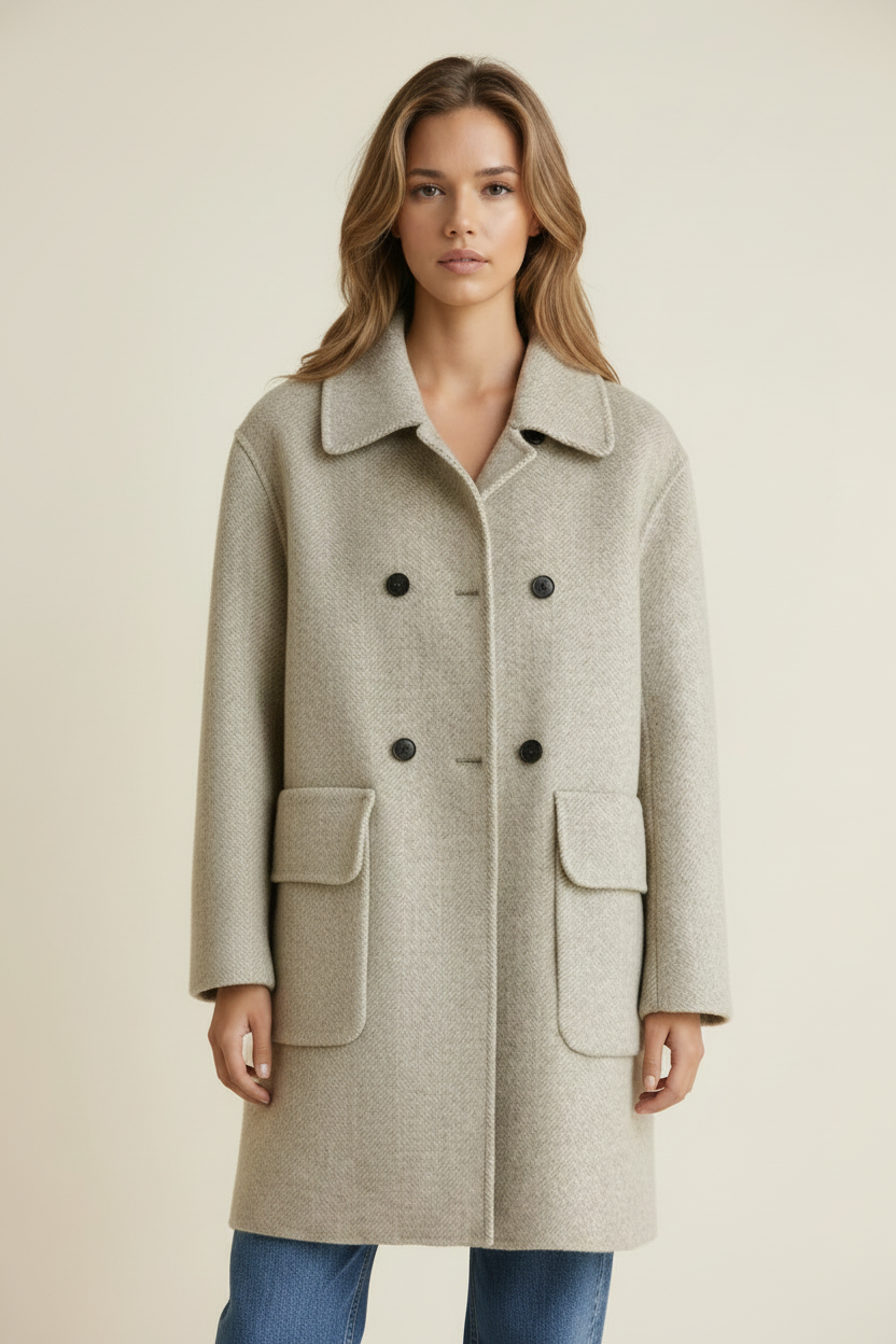 Double Breasted Wool Knee Length Coat