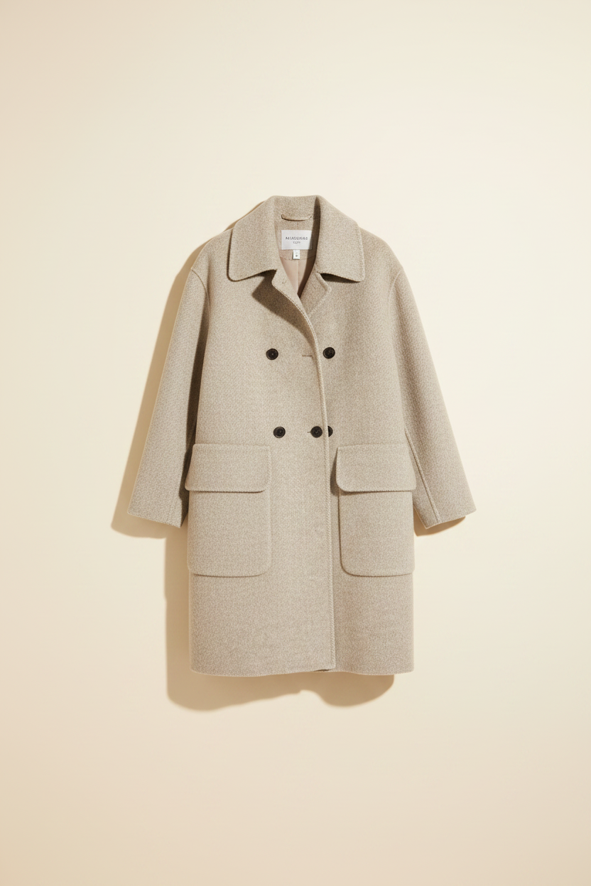 Double Breasted Wool Knee Length Coat
