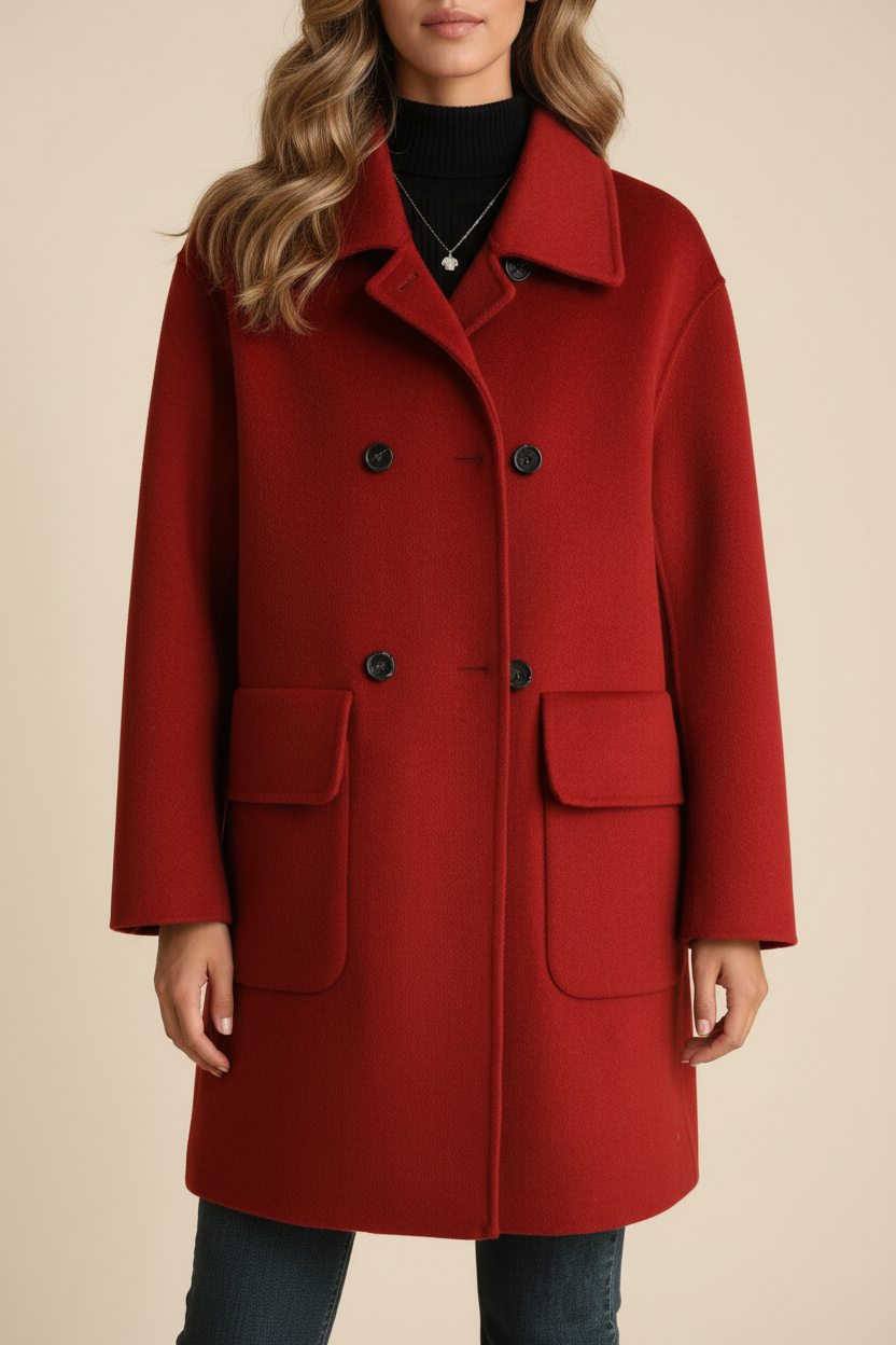 Double Breasted Wool Knee Length Coat