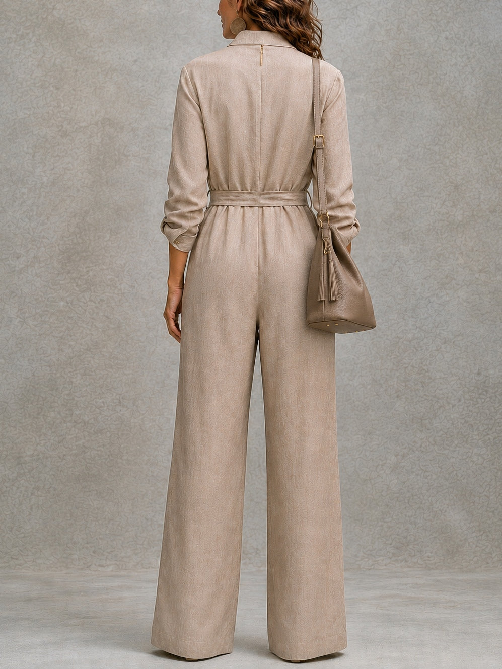 Belted Wide Leg Tailored Jumpsuit