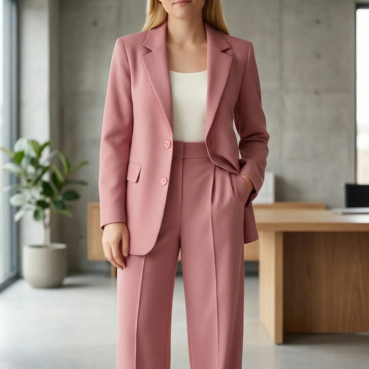 Women's Tailored Two-Piece Suit with Blazer and Trousers
