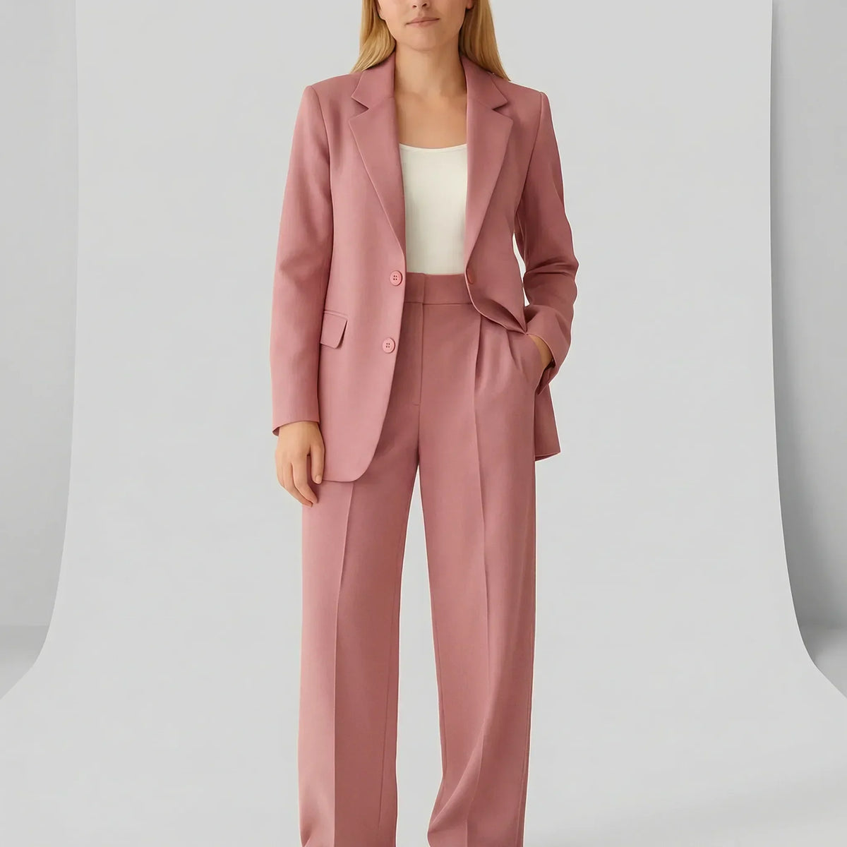 Women's Tailored Two-Piece Suit with Blazer and Trousers