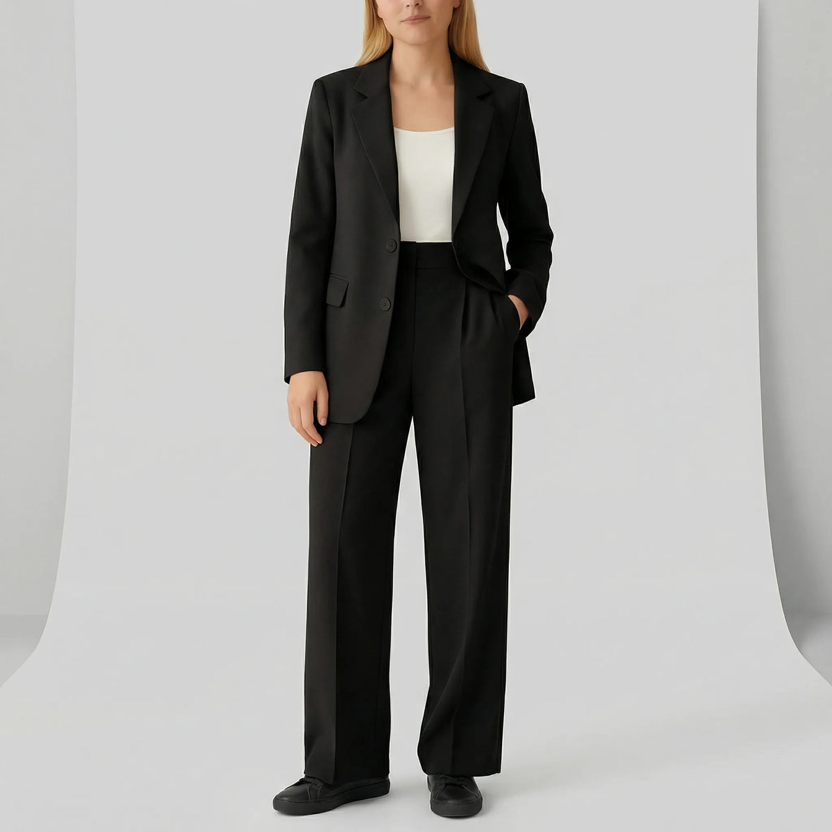 Women's Tailored Two-Piece Suit with Blazer and Trousers