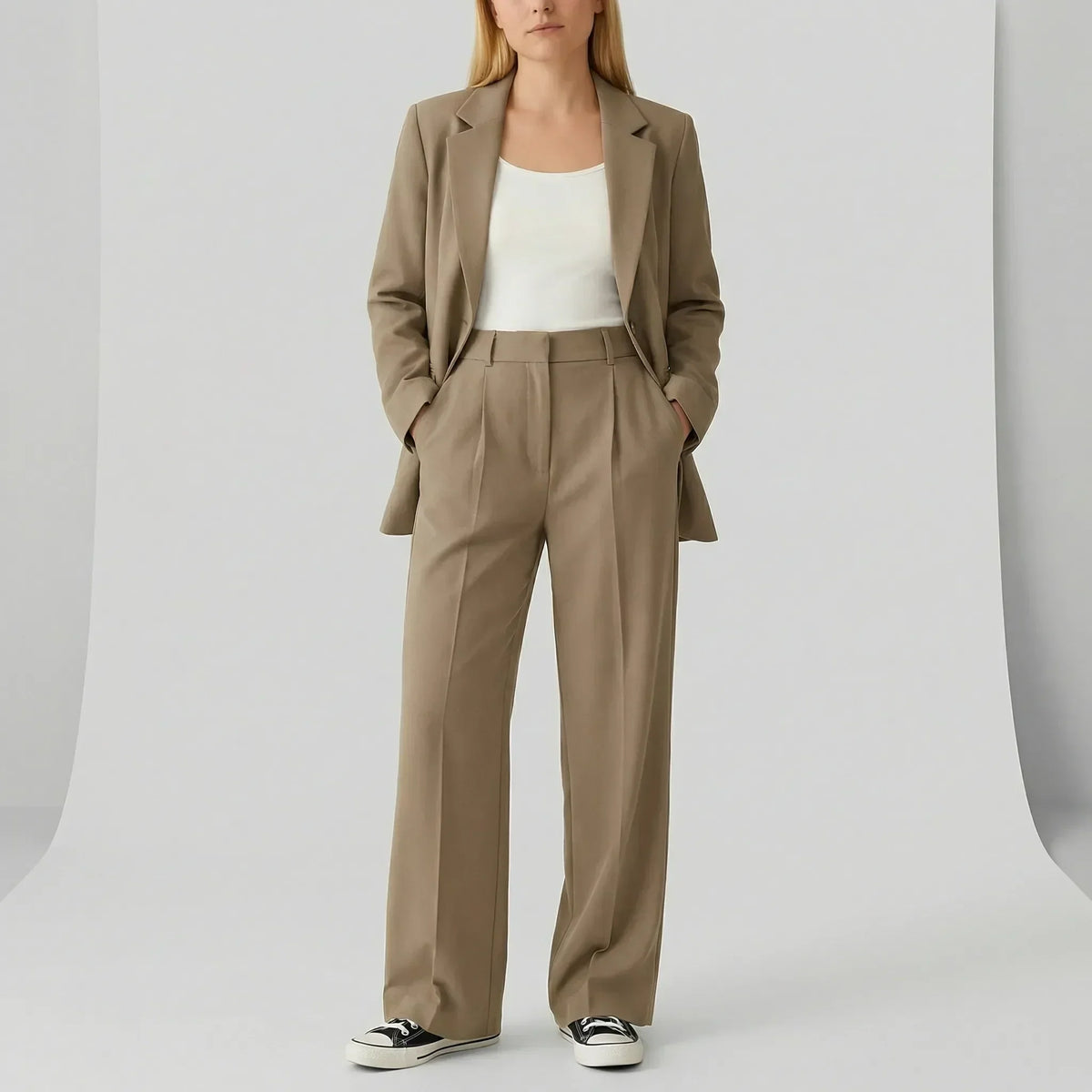 Women's Tailored Two-Piece Suit with Blazer and Trousers