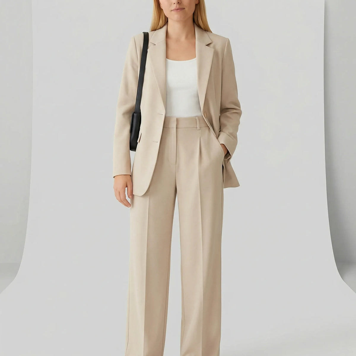 Women's Tailored Two-Piece Suit with Blazer and Trousers