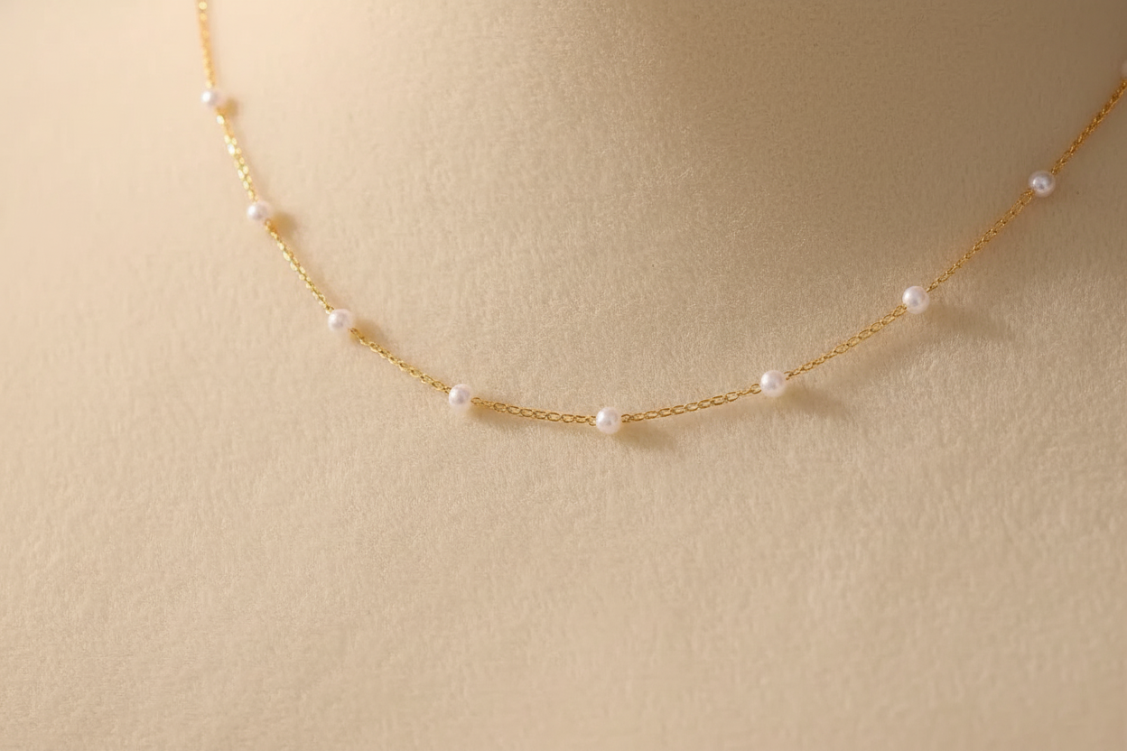 Minimal Pearl Necklace | Ivory Nova